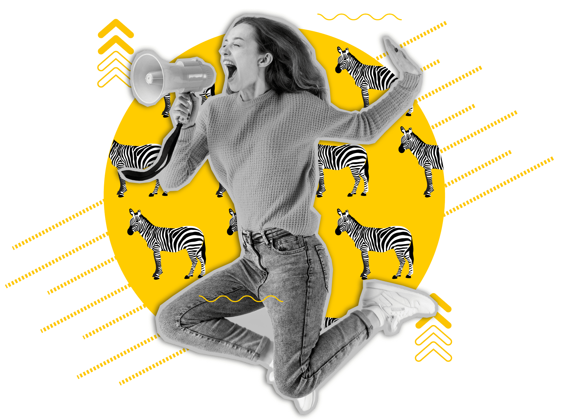 Imagen decorativa de una mujer saltando Imagen decorativa de una mujer saltando